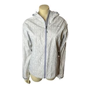 Eddie Bauer White and gray Rain Jacket/Windbreaker